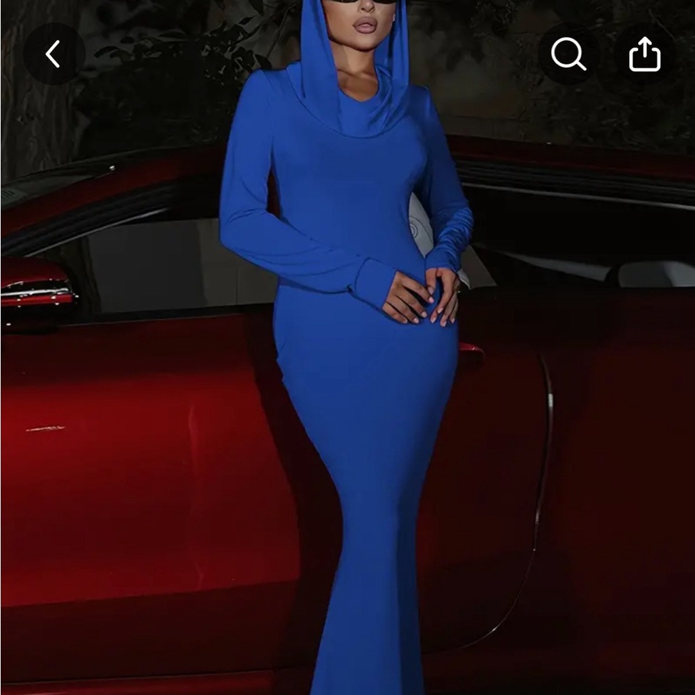 Blue bodycon dress with hoodie gorgeous